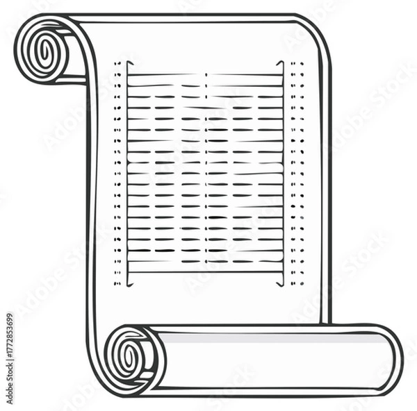 Obraz Vintage parchment scroll manuscript with abstract text hand drawn vector illustration