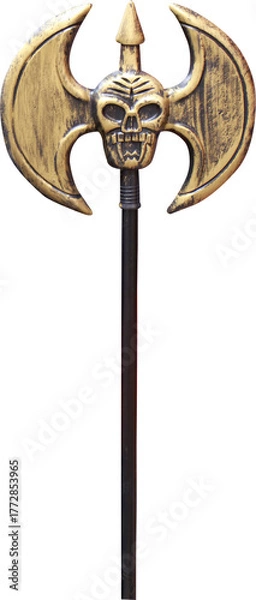 Fototapeta Halloween accessory with skull scythe on transparent background