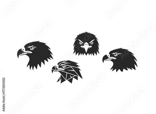 Obraz Four Stylized Eagle Head Logos Vector Collection