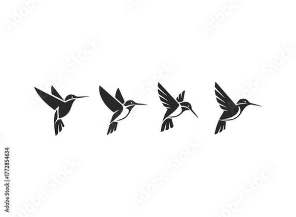 Obraz Minimalist Hummingbird Logo Set Vector Illustration