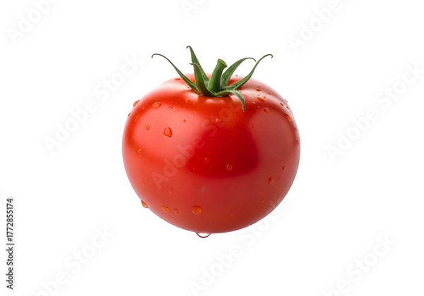 Fototapeta A fresh red garden harvest tomato isolated on a transparent or white background. PNG