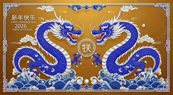 Obraz Chinese New Year 2026 Dragon Celebration Festive Design.