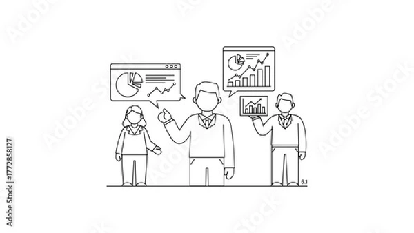 Fototapeta Business people discussing data and charts