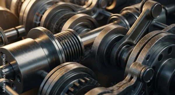 Obraz Modern Machinery Close-Up – Precision Engineering Macro