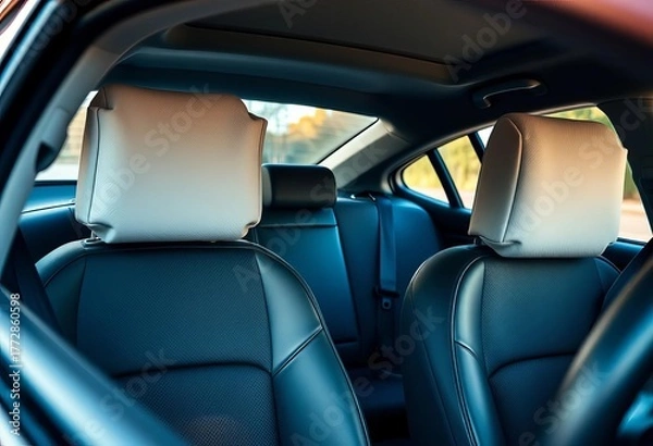 Fototapeta Close-up of car safety features, including airbags and seatbelts, automobile, seatbelts