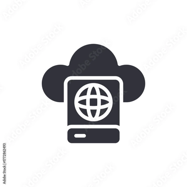 Obraz World Globe With Data On Mobile Cloud Icon Symbol