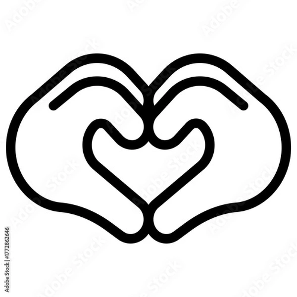 Obraz Heart Hands Icon with Line Style