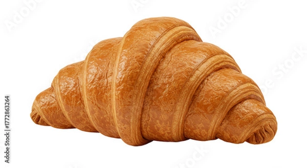 Fototapeta Golden Croissant with Glossy Glaze on a Warm Monochromatic Background