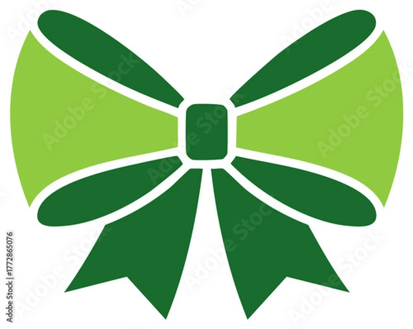 Fototapeta Vibrant two-tone green decorative bow vector graphic for celebration and holiday designs