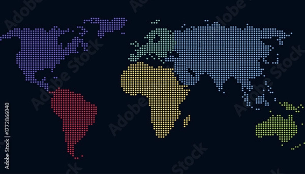 Fototapeta Dotted color world map vector