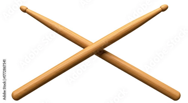 Fototapeta Wooden Drumsticks Crossed on a Smooth Warm Brown Background