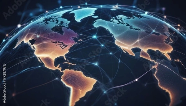 Fototapeta Global Network Connectivity: Illustrating Global Communications and Technology