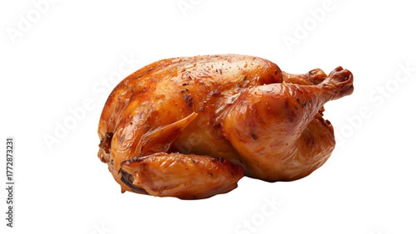 Fototapeta whole roasted chicken, png, isolated on transparent background, perfect for food marketing and advertising