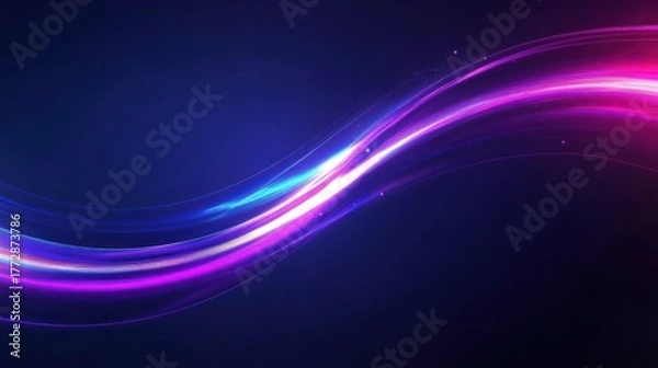 Fototapeta Dynamic Purple and Blue Light Streaks on Dark Background, Abstract Design