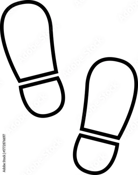 Obraz 靴底の跡をイメージした、シルエット風の足跡アイコン素材｜ハイキングや地図にも使えるベクターイラスト