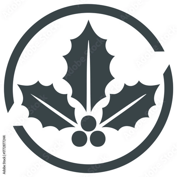 Fototapeta Minimalist Holly Berry Circle Icon Emblem