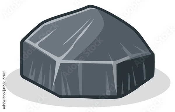 Fototapeta Stylized illustration of a geometric rock with a shadow