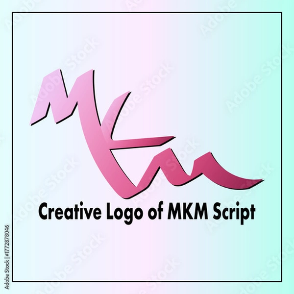 Fototapeta Dynamic MKM Script Logo Design in Pink Gradient for Modern Branding