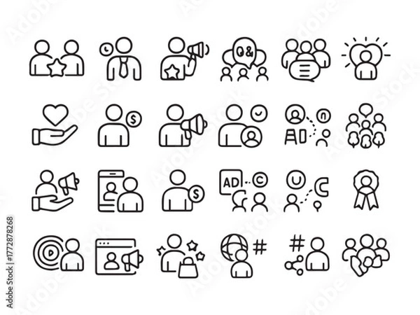 Obraz Headhunting line art icon set graphics collection
