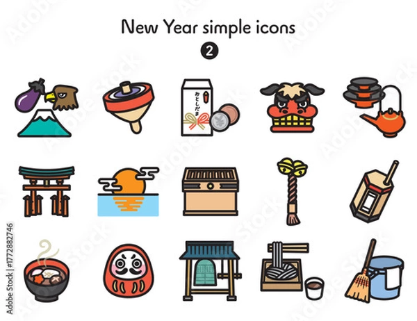 Fototapeta シンプルアイコン集 正月