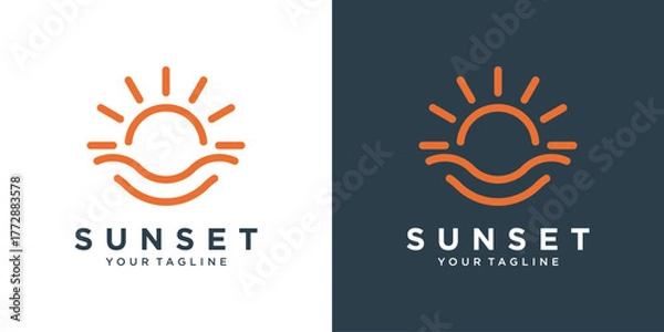 Obraz Sun logo design with sun rays and waves