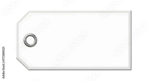 Obraz A blank white rectangular tag with a reinforced hole on the left side, isolated on transparent background