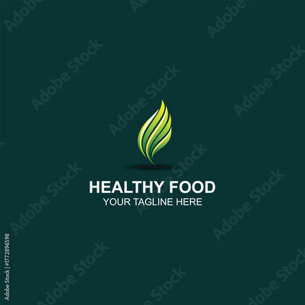 Fototapeta Abstract Leaf Flame Logo Organic Growth Symbol Green Yellow Gradient with Creative Illustration