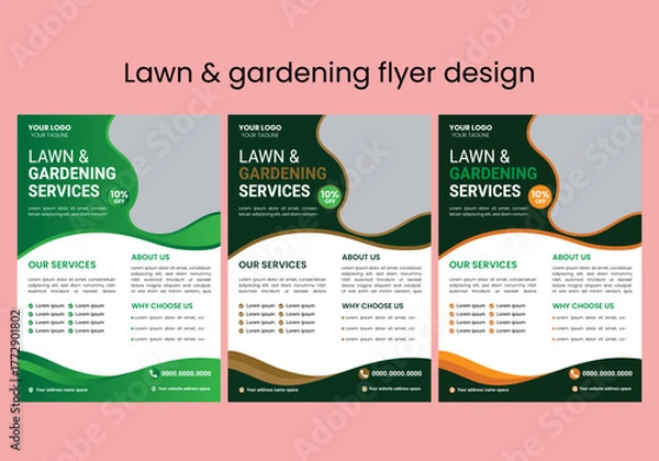 Obraz his editable social media flyer template enhances your garden services' online presence. It is perfect for promoting landscaping, lawn care, and outdoor design services across various platforms.
