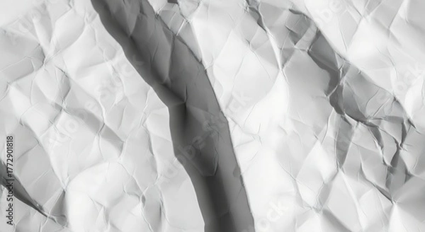 Fototapeta High-resolution grayscale paper texture with extreme wrinkles, ideal for distressed grunge background overlays.