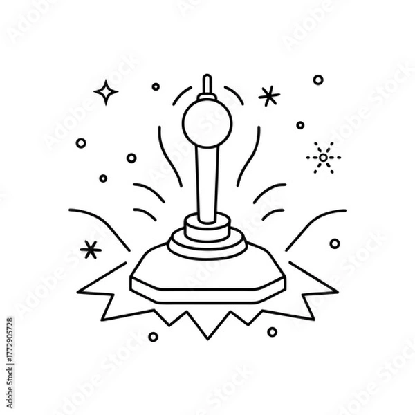 Fototapeta Joystick with stars outline art on transparent background