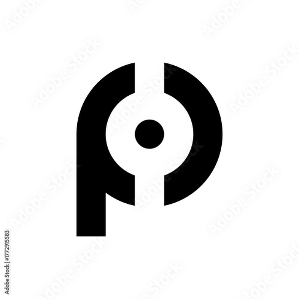 Fototapeta Letter FP or PF modern simple logo design