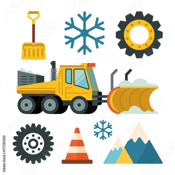 Obraz Winter snow removal equipment and elements collection
