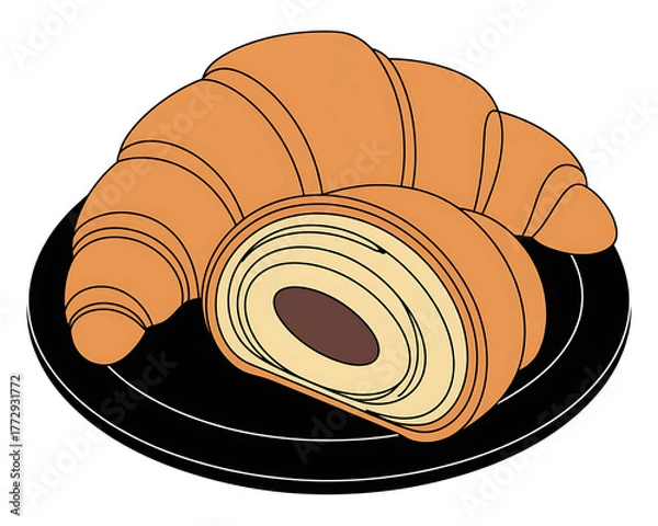 Fototapeta croissant on a white background