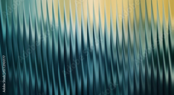 Fototapeta Abstract textured background with vertical lines in shades of teal and gold, creating a dynamic visual effect. The design features a blurred aesthetic and offers a sense of fluidity and elegance
