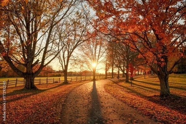 Obraz Autumn sunset at Knox Farm State Park, East Aurora, New York