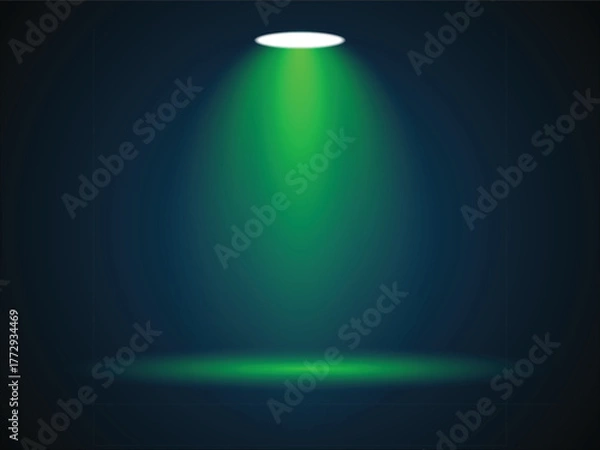 Obraz Green Spotlight Illuminating a Dark Space Ideal for Product Mockups