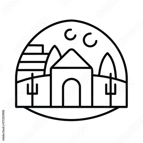 Fototapeta Desert Architecture Outline Icon