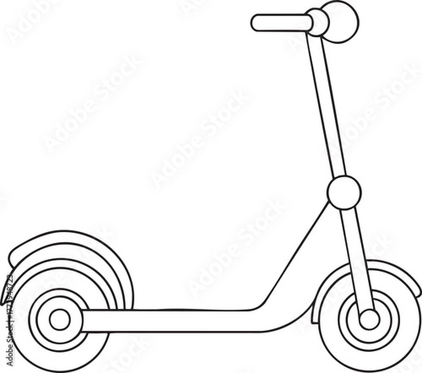 Fototapeta Two wheeled scooter line drawing illustration for transport and recreation creative design