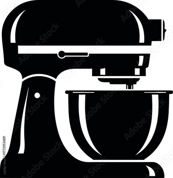 Obraz Silhouette of a classic stand mixer with a bowl for baking and cooking preparation