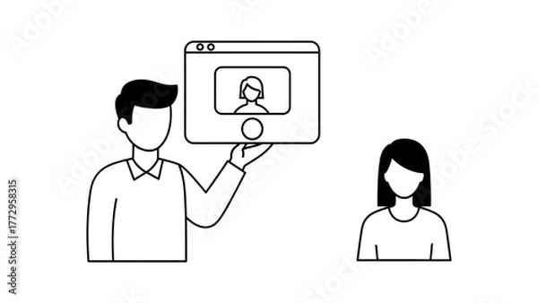 Fototapeta Online video call between two people