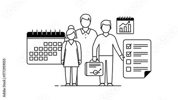 Fototapeta Business team planning schedule and tasks