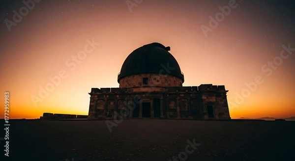Fototapeta Silhouette of a Dome Structure at Sunset - A Mystical Desert Scene.