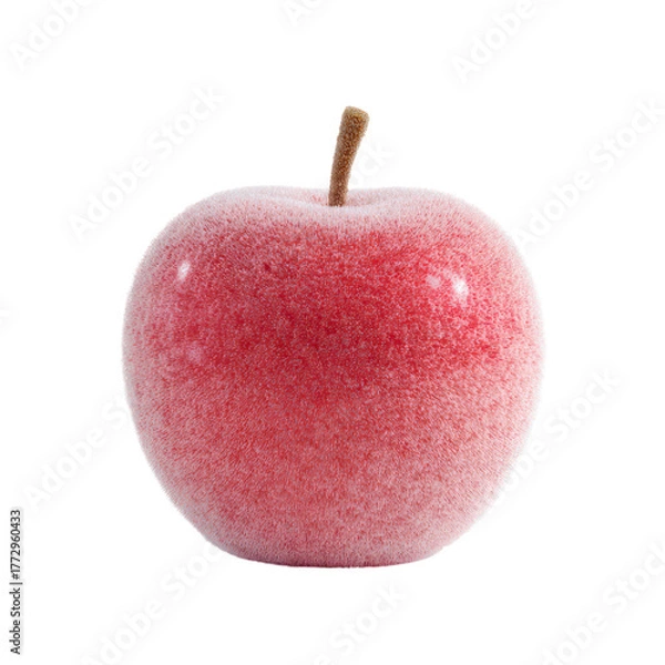 Fototapeta 3D render of a red frosted apple icon isolated on white background