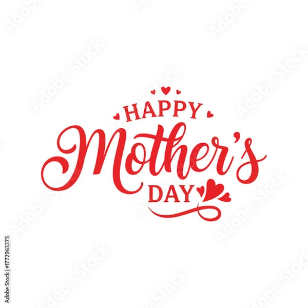 Obraz Happy mother's day hand lettering typography with hearts illustration Vector, illustration