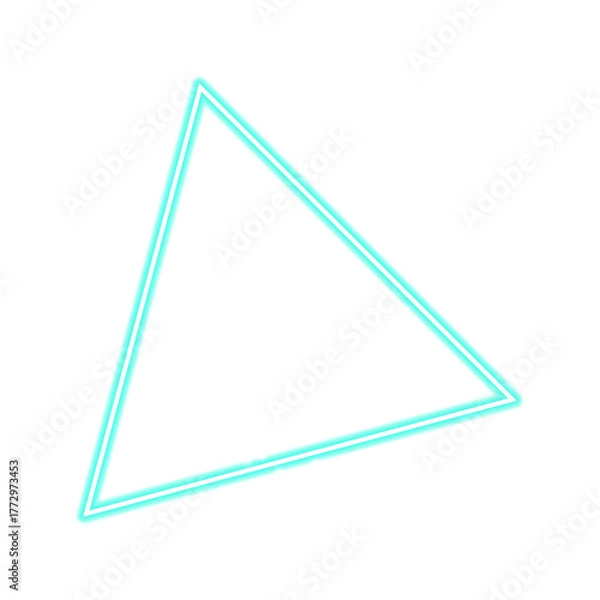 Obraz Cyan Neon Glow Triangle – Futuristic Light Effect on Transparent Background for Modern Digital and Tech Design