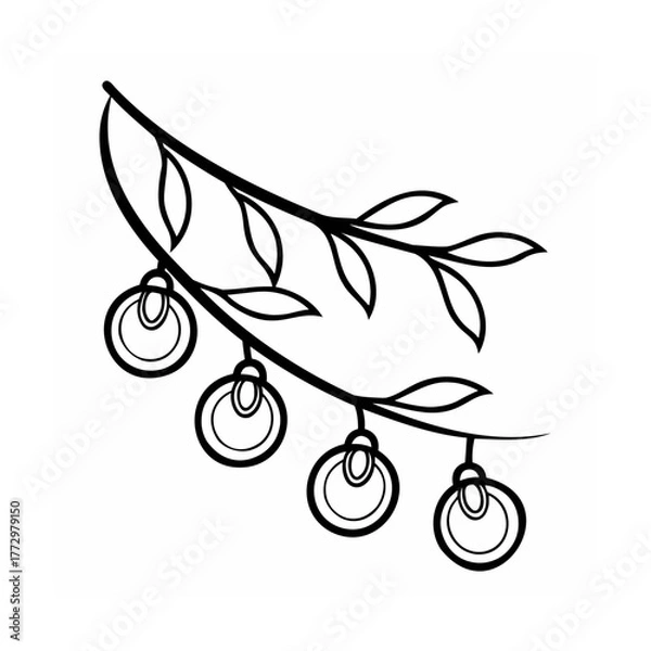 Obraz Elegant Christmas Ornaments on a Branch Vector Illustration Decorative Design