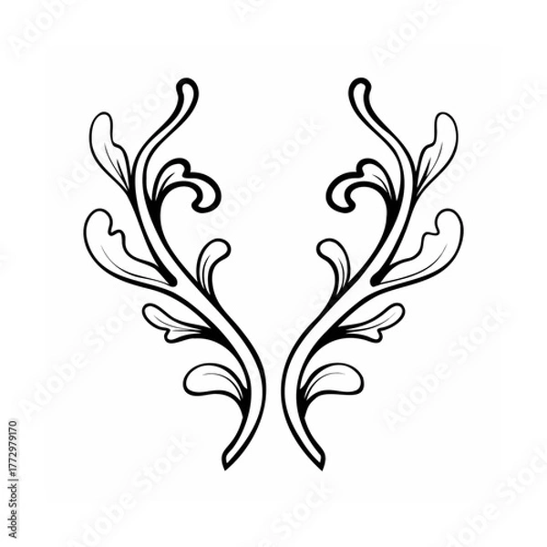Obraz Elegant floral design with intricate leaf details on a white background