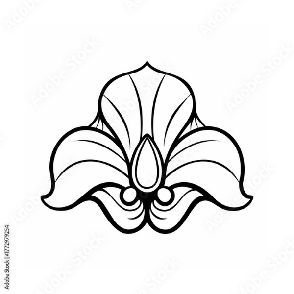 Obraz Elegant Floral Ornament Design Black and White Vector Illustration