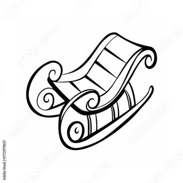 Obraz Hand drawn sketch of a Christmas sleigh in black and white