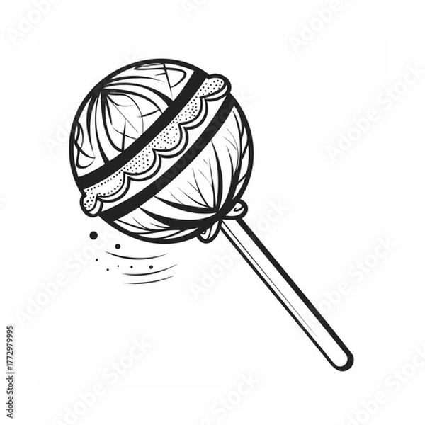 Obraz Stylized black and white lollipop illustration with unique graphic design details